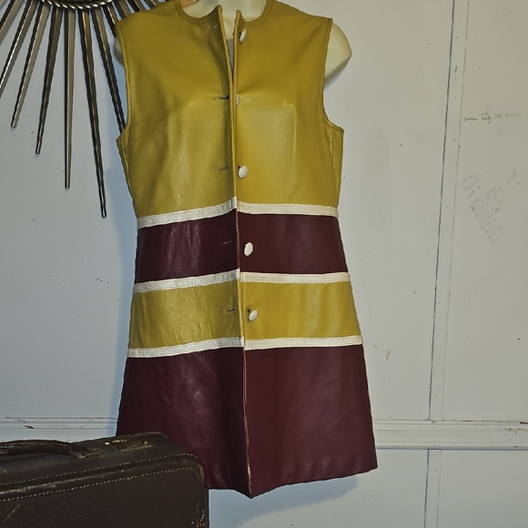 None Jackets & Blazers - Your opportunity to own Something truely Vintage, 70's  Leather Shift Dress Vest